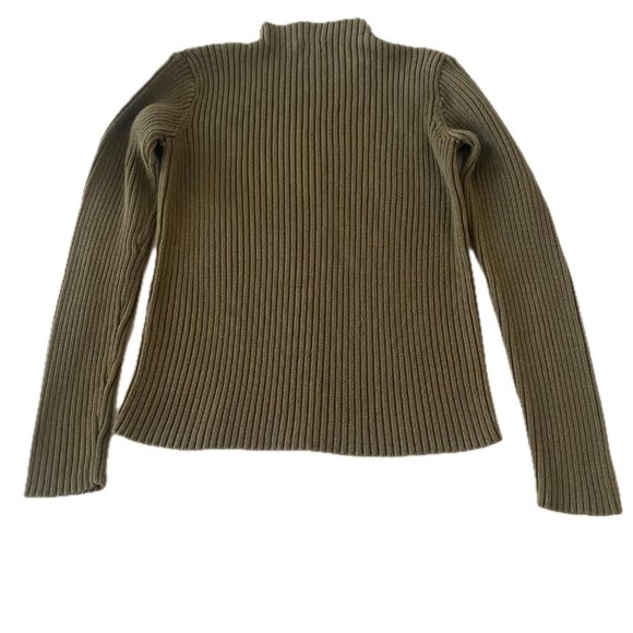 Calvin Klein Womens Sz S Cotton Ribbed Knit Mock Turtleneck Sweater Olive Green - Picture 3 of 9